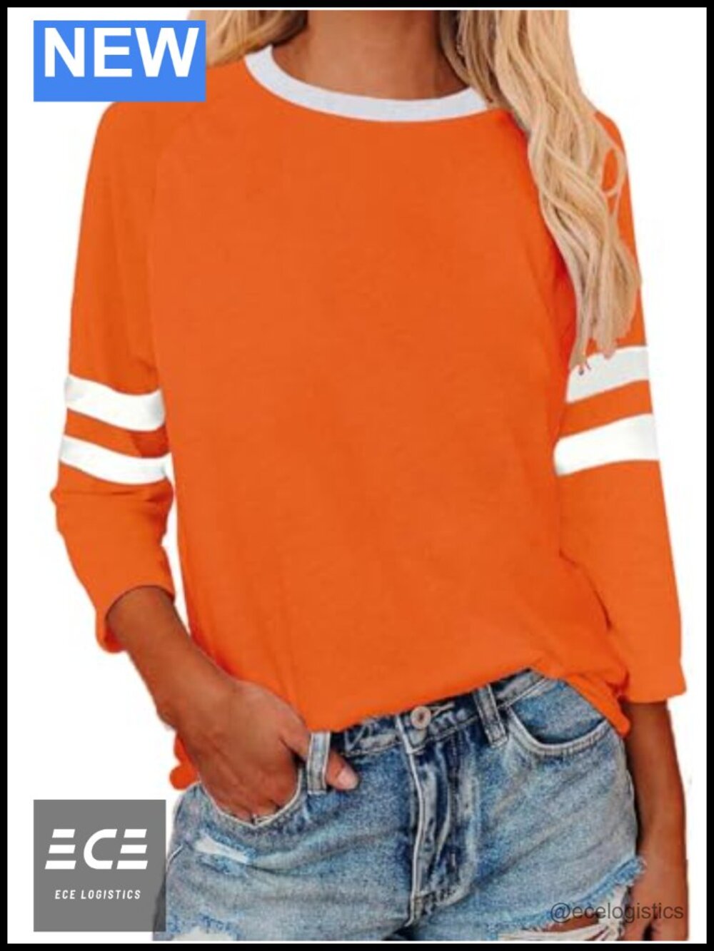 Womens 3/4 Sleeve Crewneck Cotton Blend T-Shirt Casual Loose Fit Top